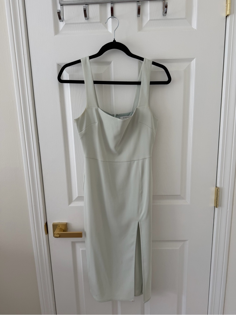 Aritzia Mint Green Midi Sheath Dress with Front Slit